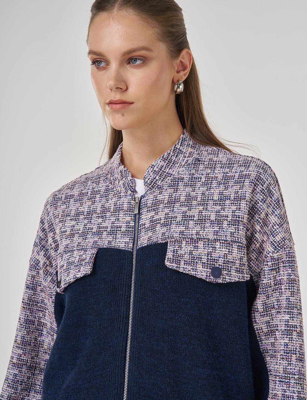 Flap Pocket Knit Cardigan Indigo 