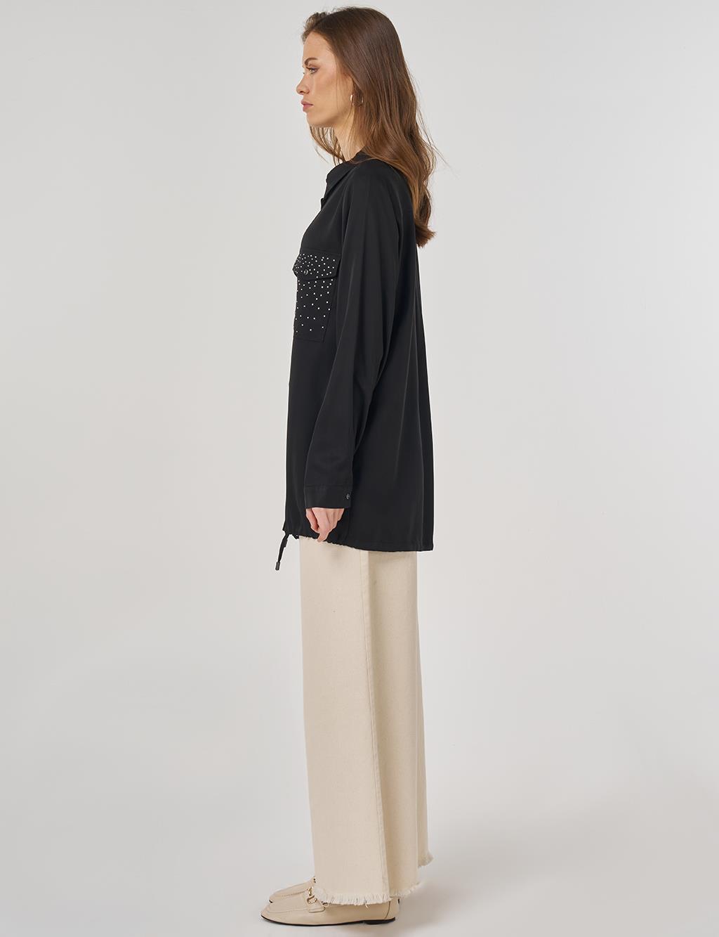 100% Lyocell Double-Pocket Tunic Black
