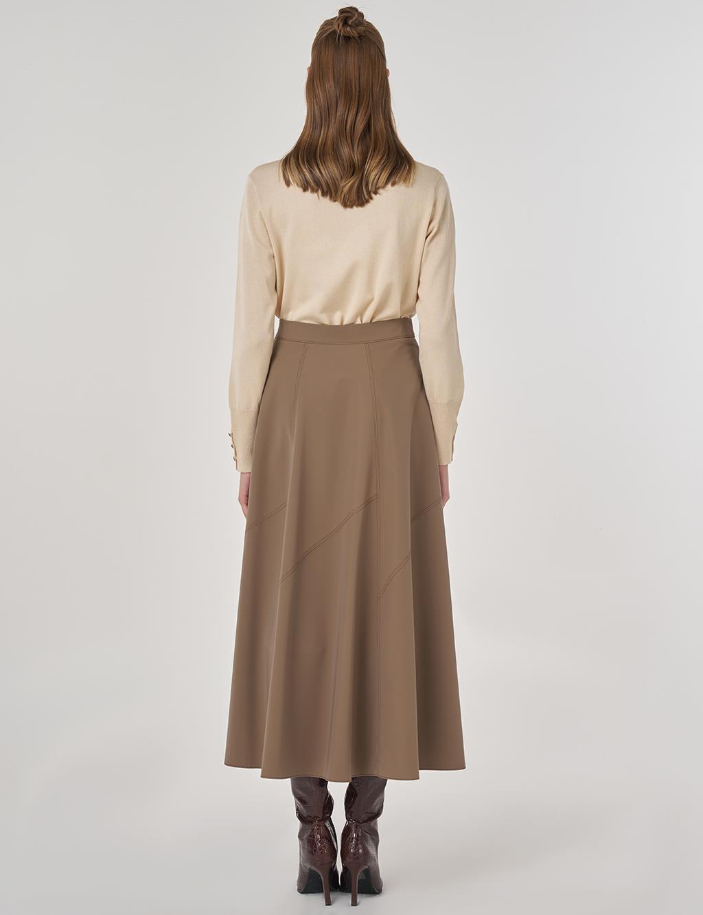 Parça Dikişli Çan Etek Vizon