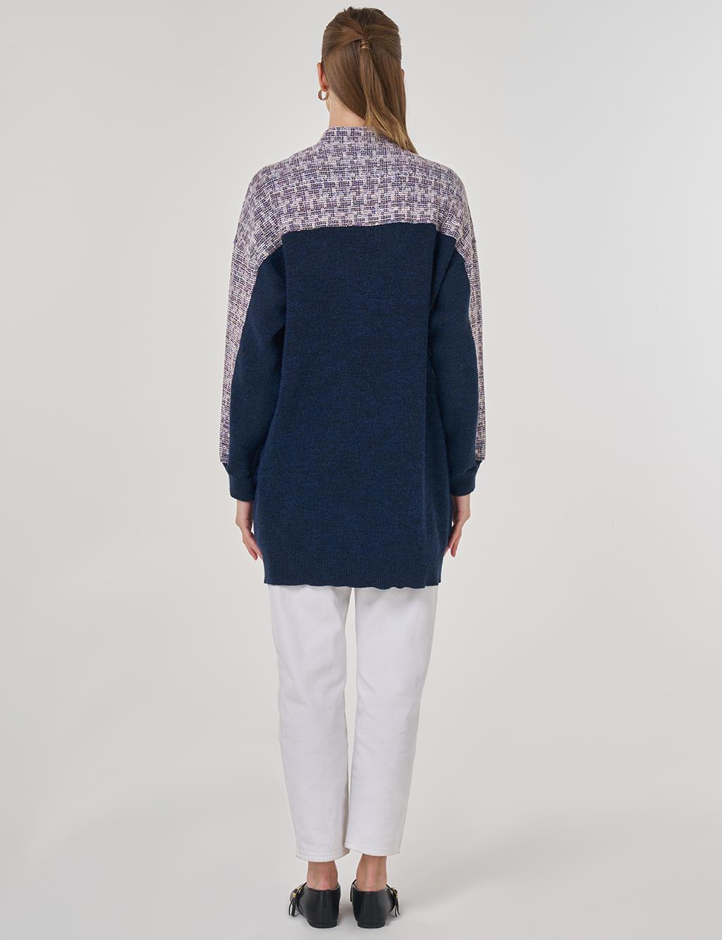 Flap Pocket Knit Cardigan Indigo 