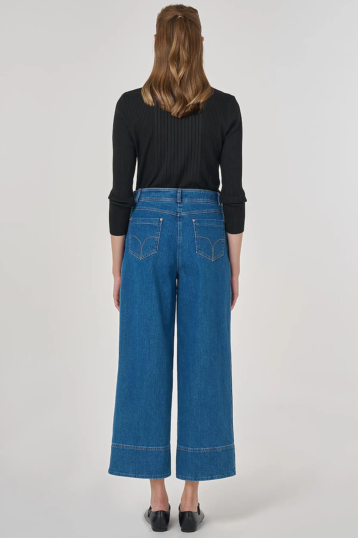 Çima Dikişli Denim Pantolon İndigo
