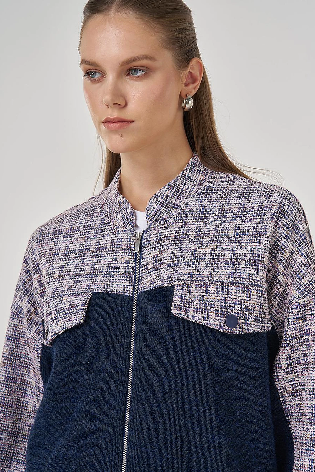 Flap Pocket Knit Cardigan Indigo 