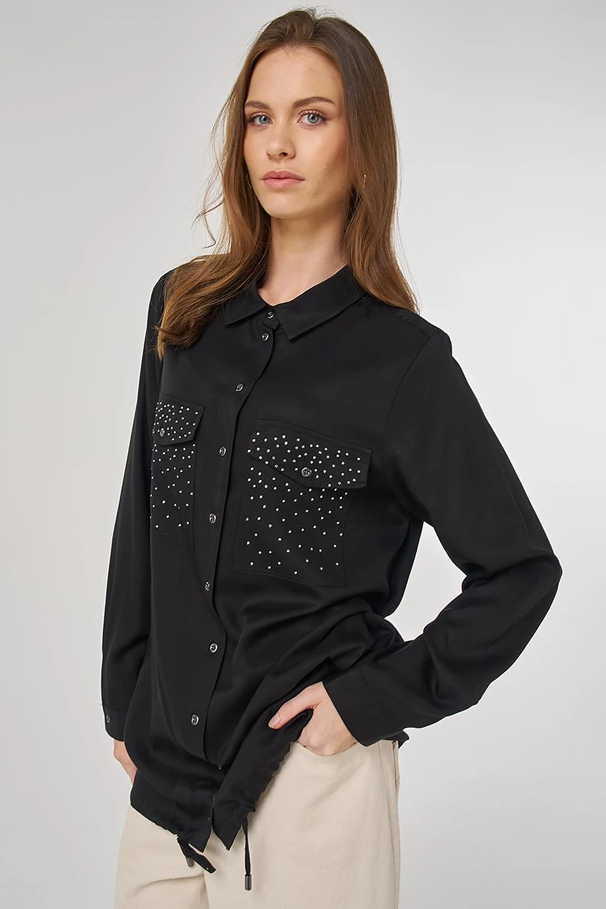 100% Lyocell Double-Pocket Tunic Black