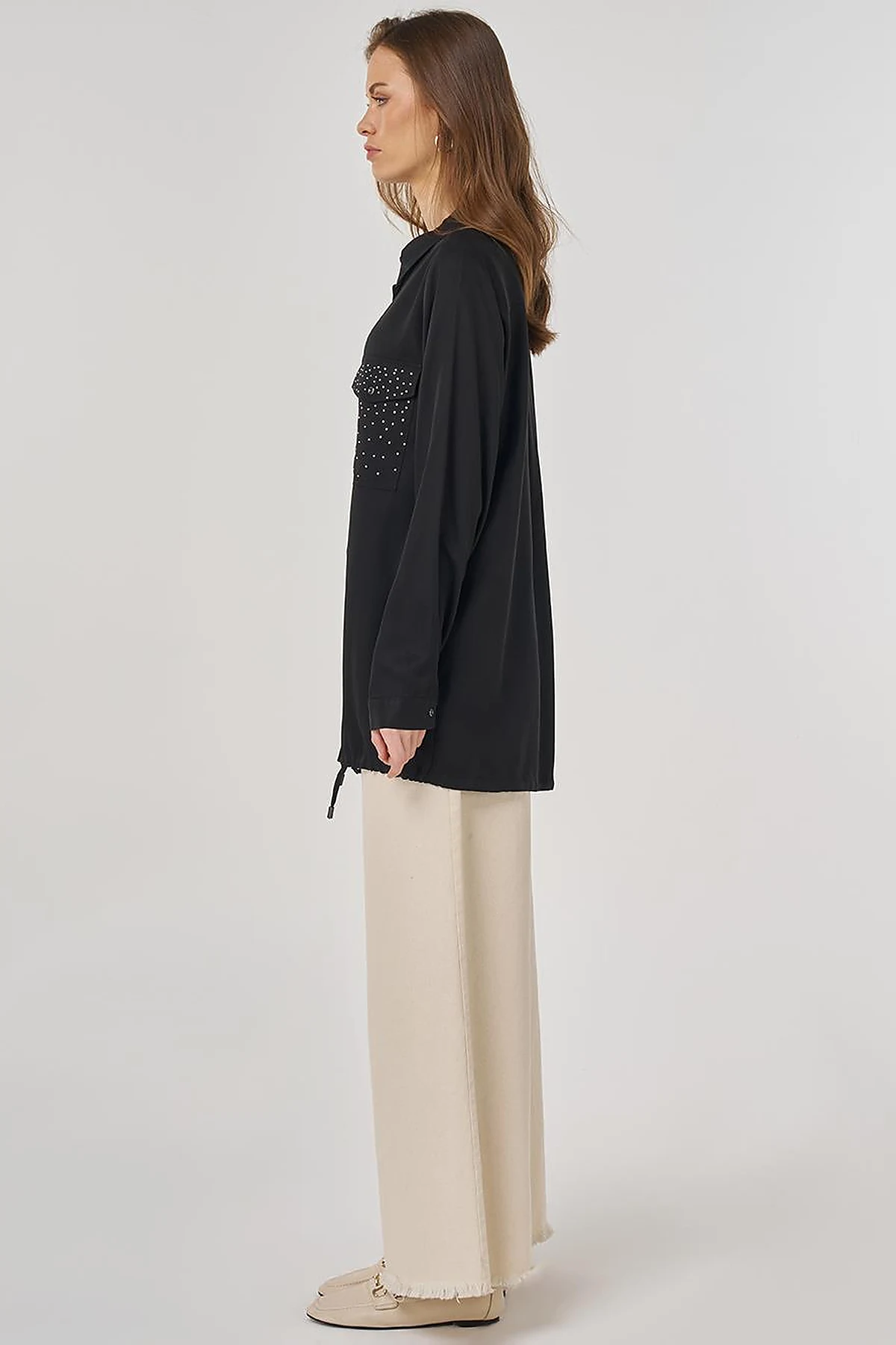 100% Lyocell Double-Pocket Tunic Black
