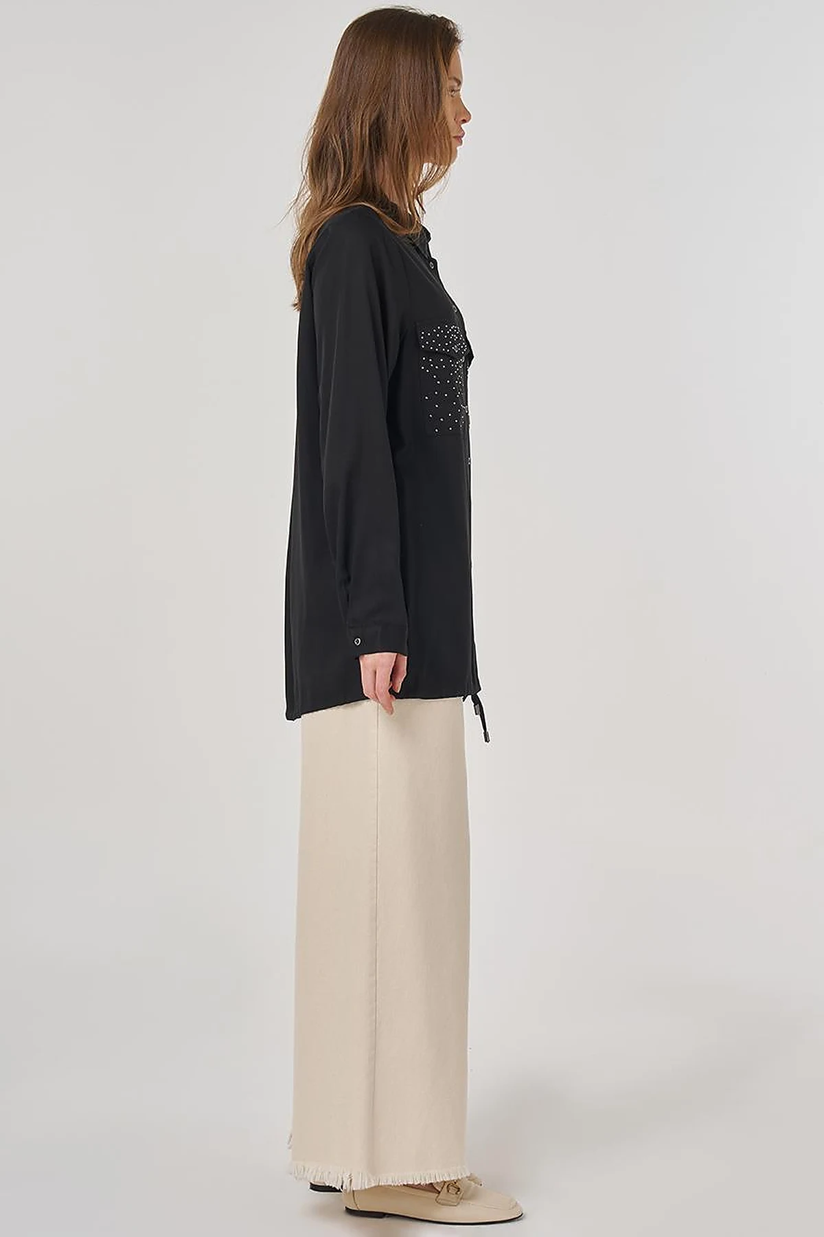 100% Lyocell Double-Pocket Tunic Black