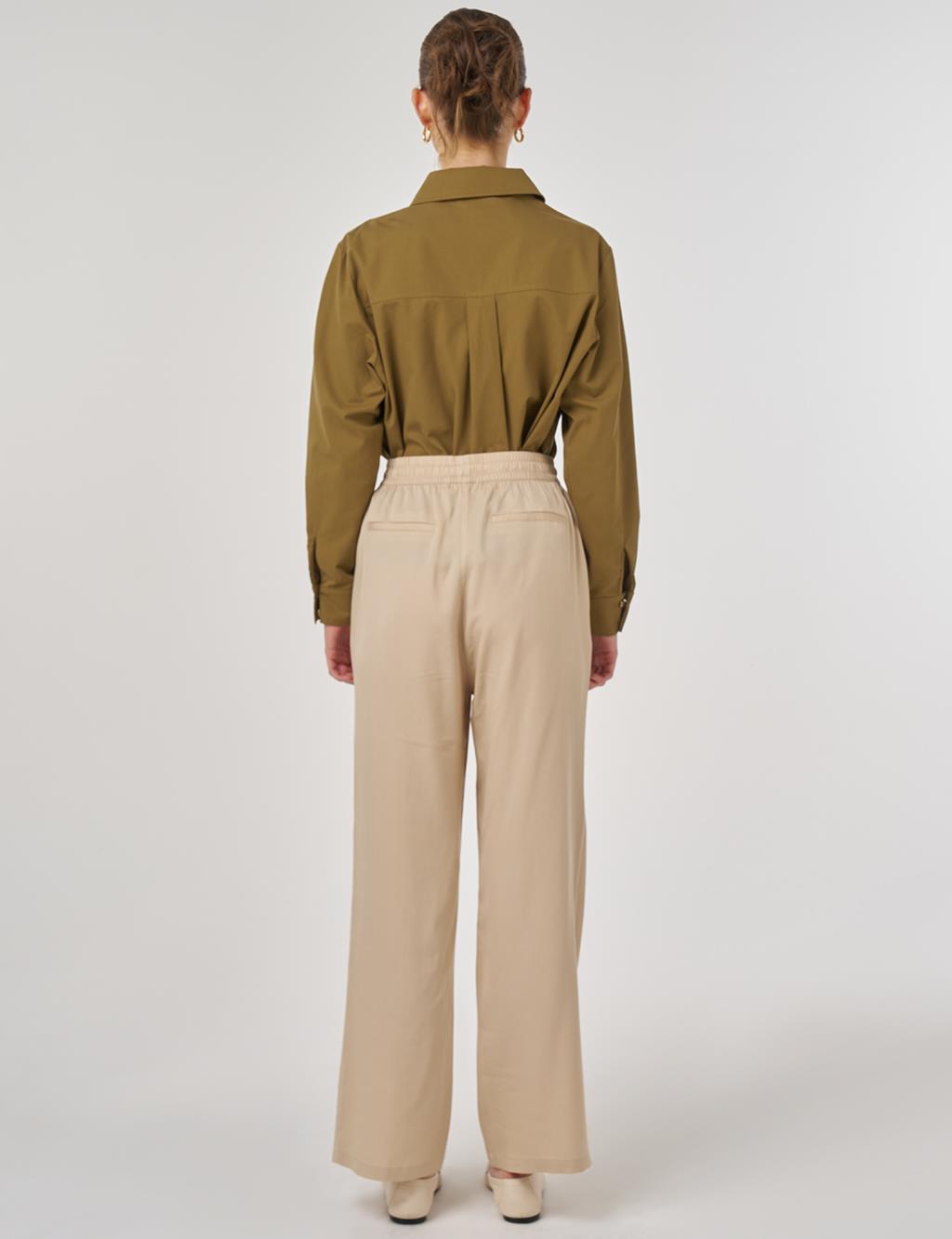 Çima Dikişli Pantolon Bej 