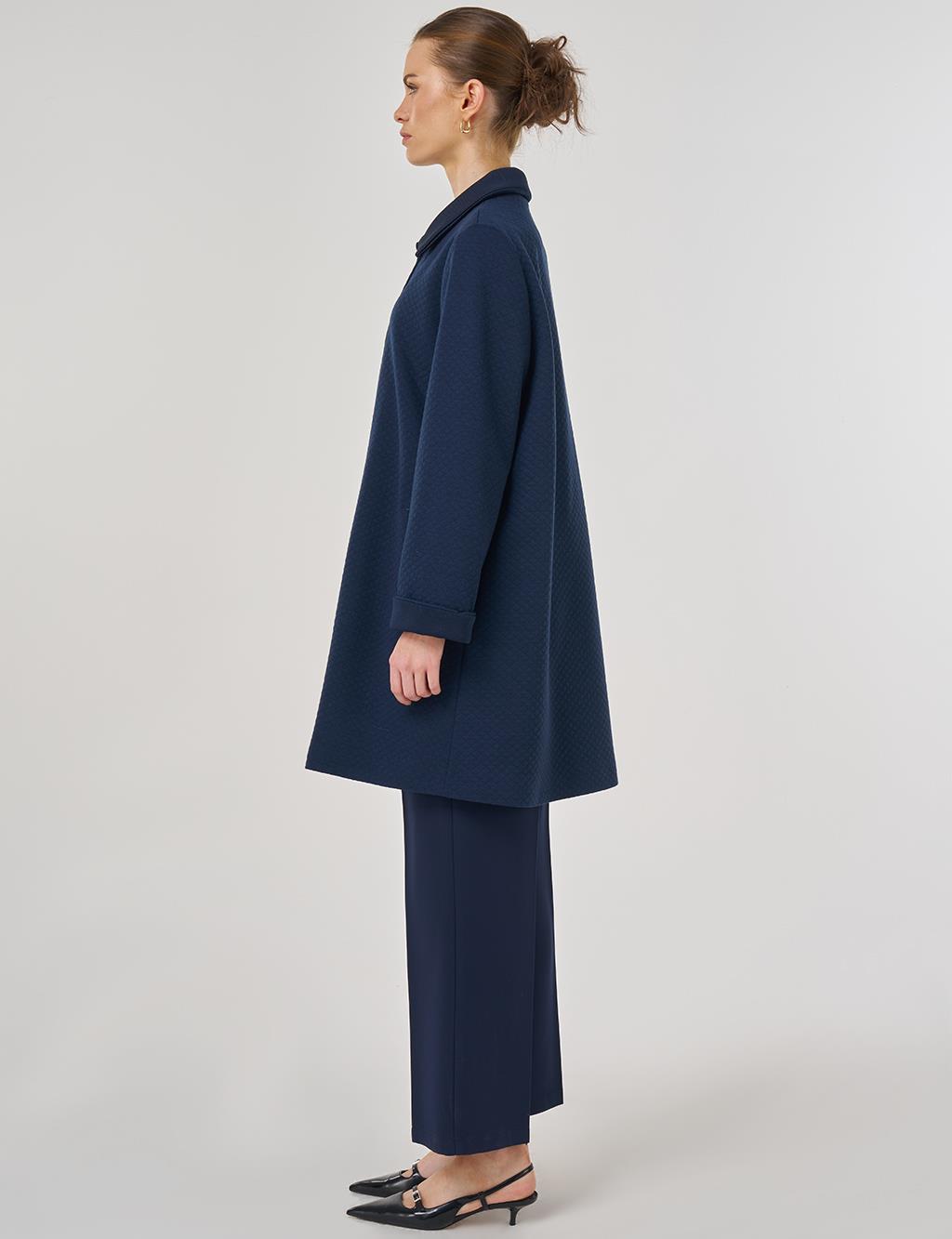 Embossed Patterned Jacket in Dark Navy