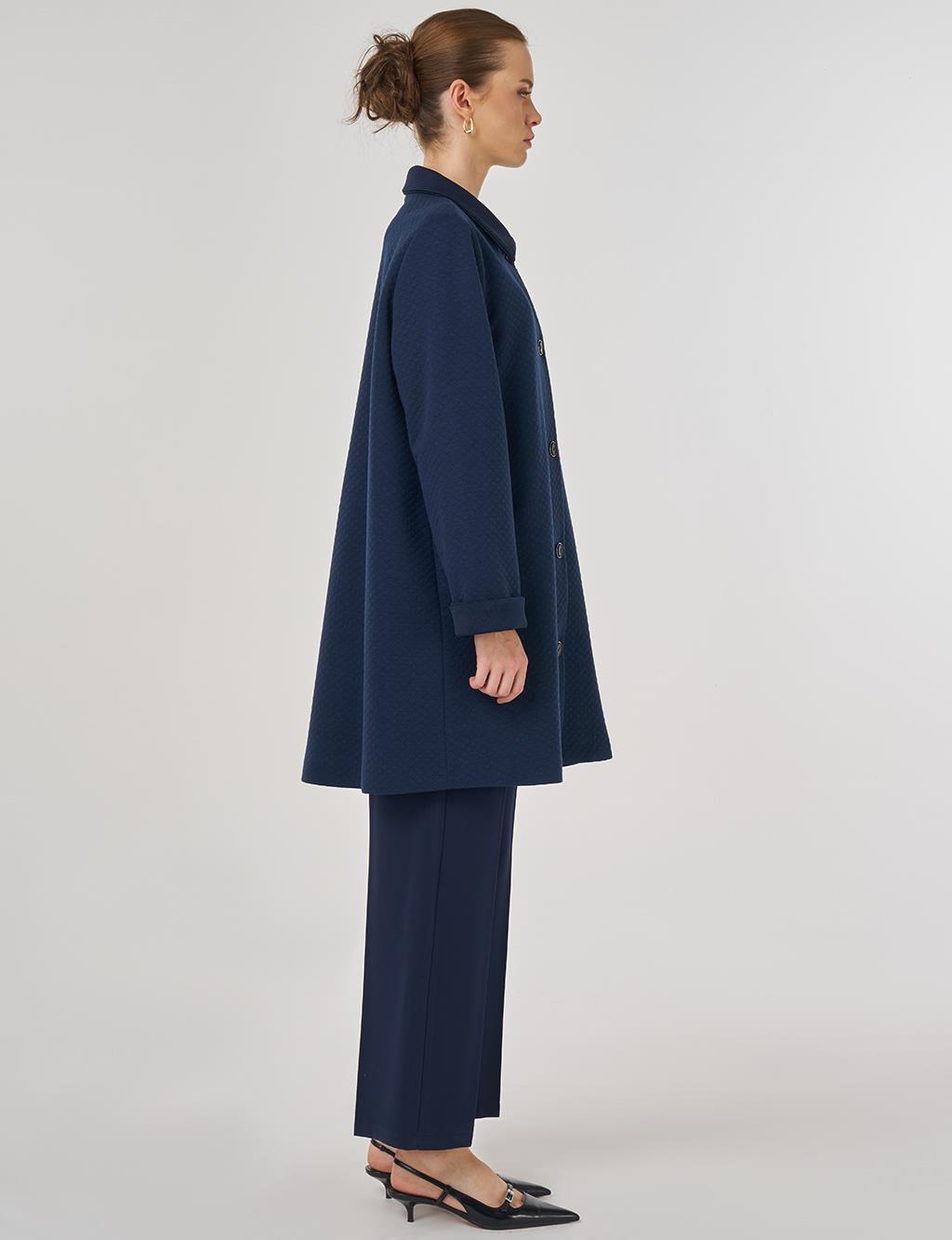 Embossed Patterned Jacket in Dark Navy