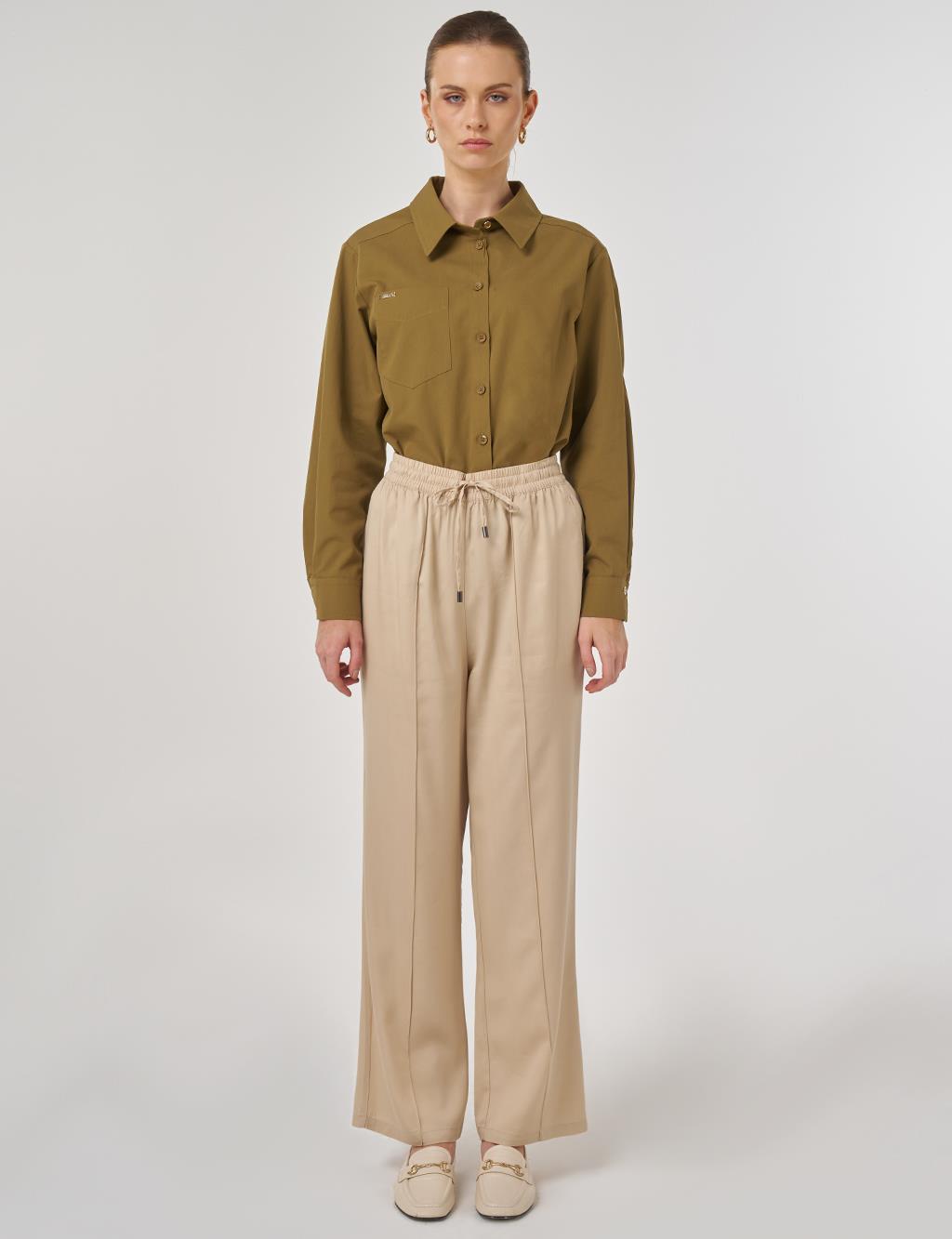 Çima Dikişli Pantolon Bej 