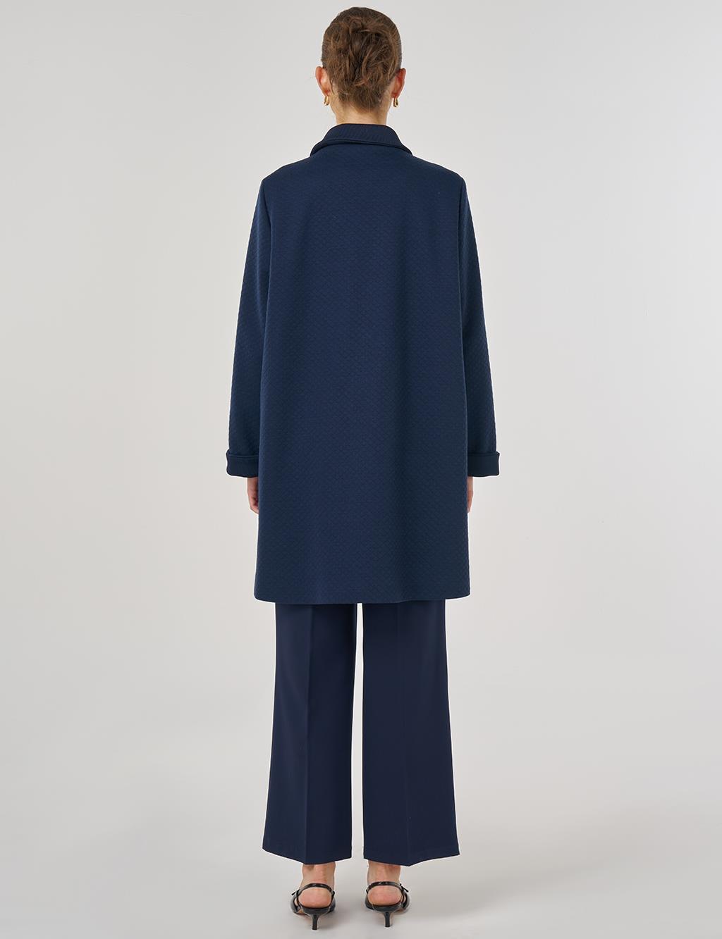 Embossed Patterned Jacket in Dark Navy