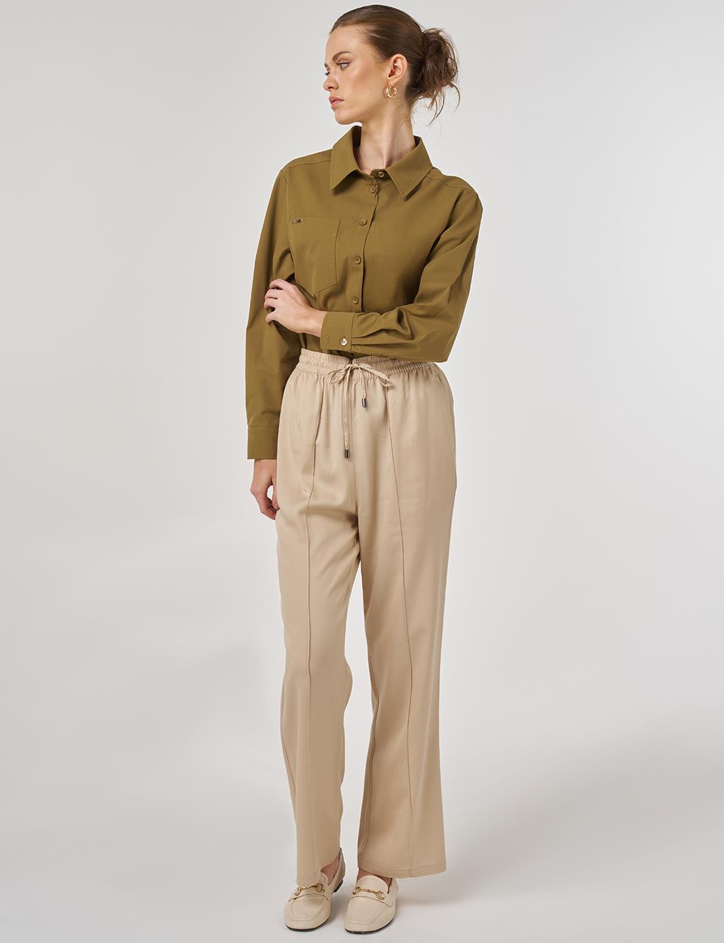 Çima Dikişli Pantolon Bej 