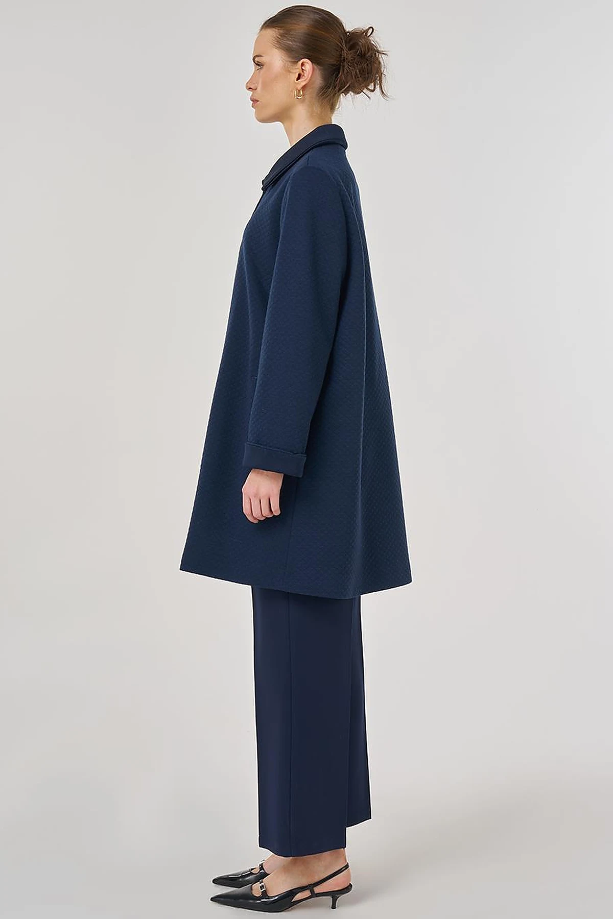 Embossed Patterned Jacket in Dark Navy