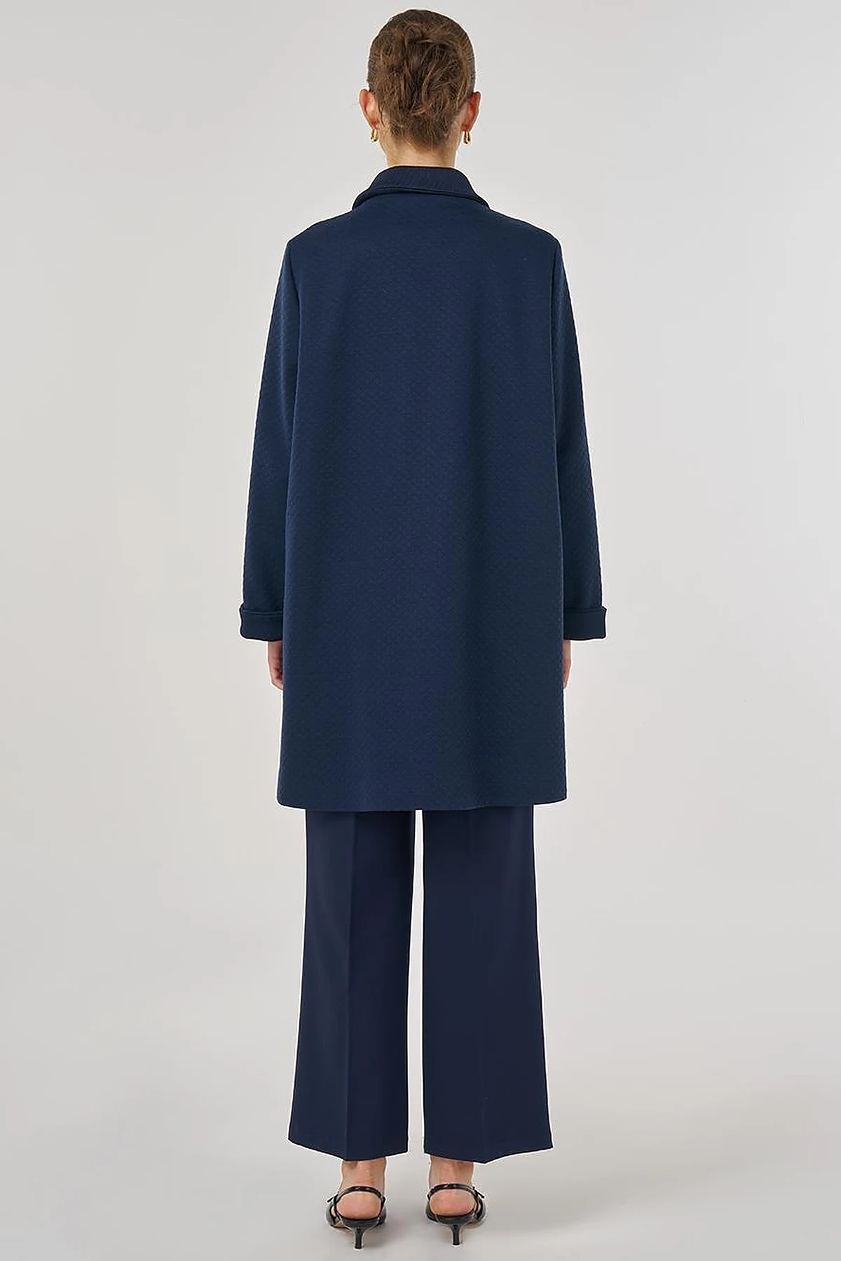 Embossed Patterned Jacket in Dark Navy