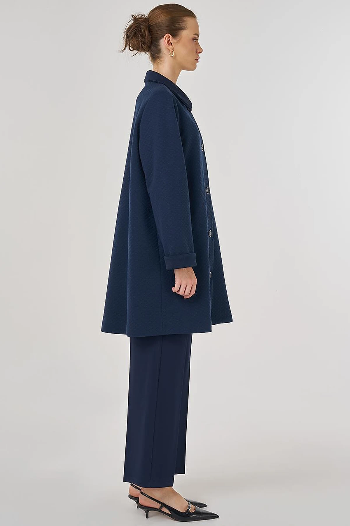 Embossed Patterned Jacket in Dark Navy