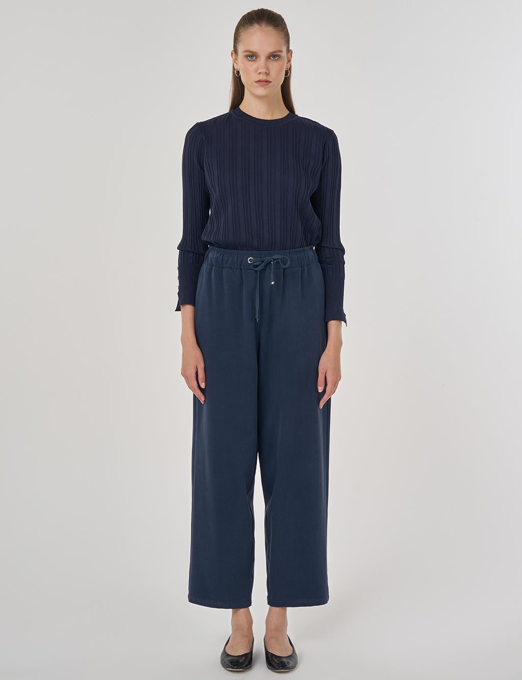 Relaxed-Fit Lyocell Pants Navy