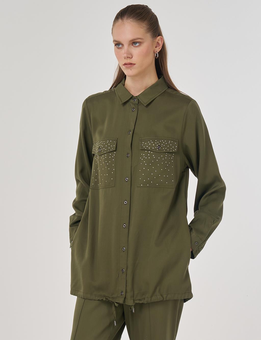 100% Lyocell Double-Pocket Tunic Khaki