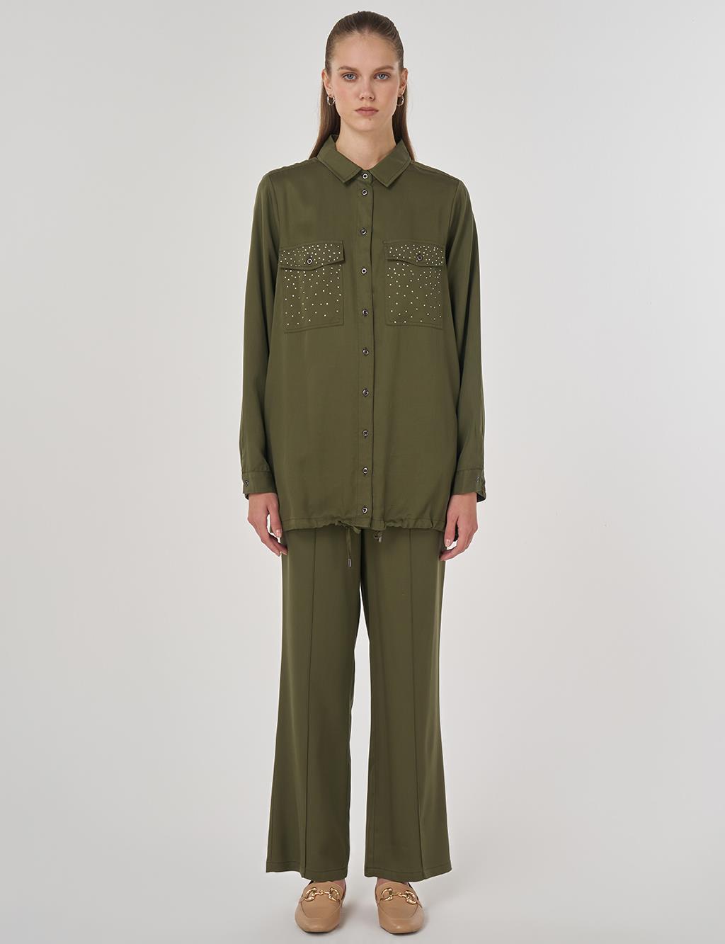 100% Lyocell Double-Pocket Tunic Khaki