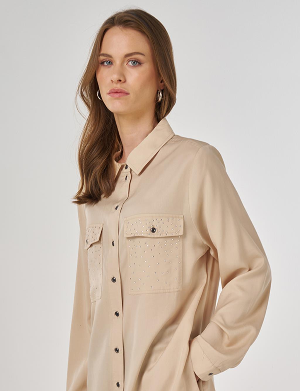 100% Lyocell Double-Pocket Tunic Cream