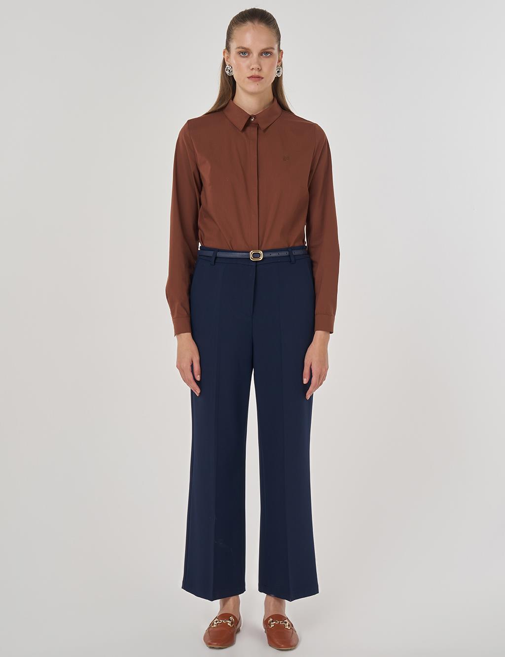 Cep Detaylı Kumaş Pantolon Lacivert 