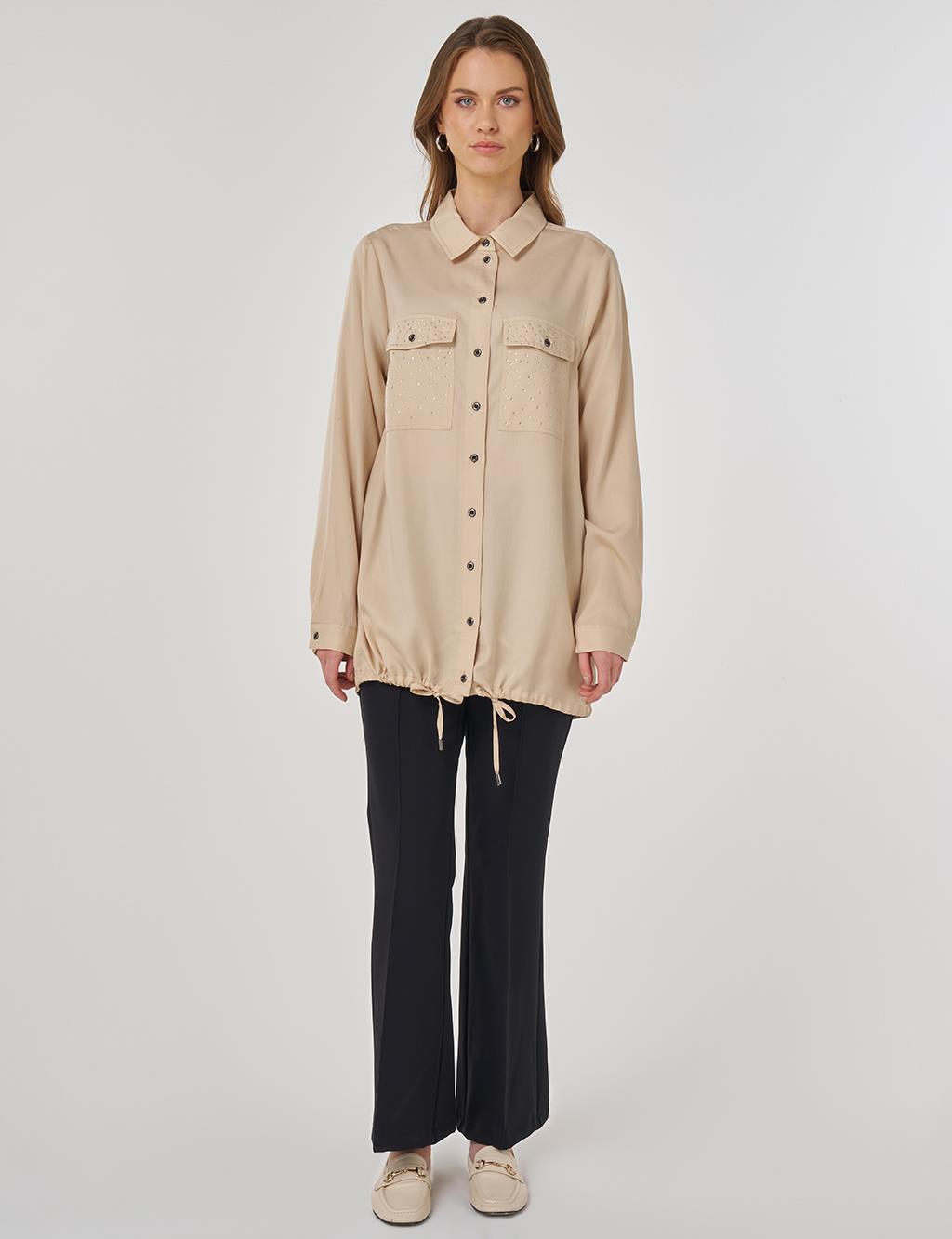 100% Lyocell Double-Pocket Tunic Cream