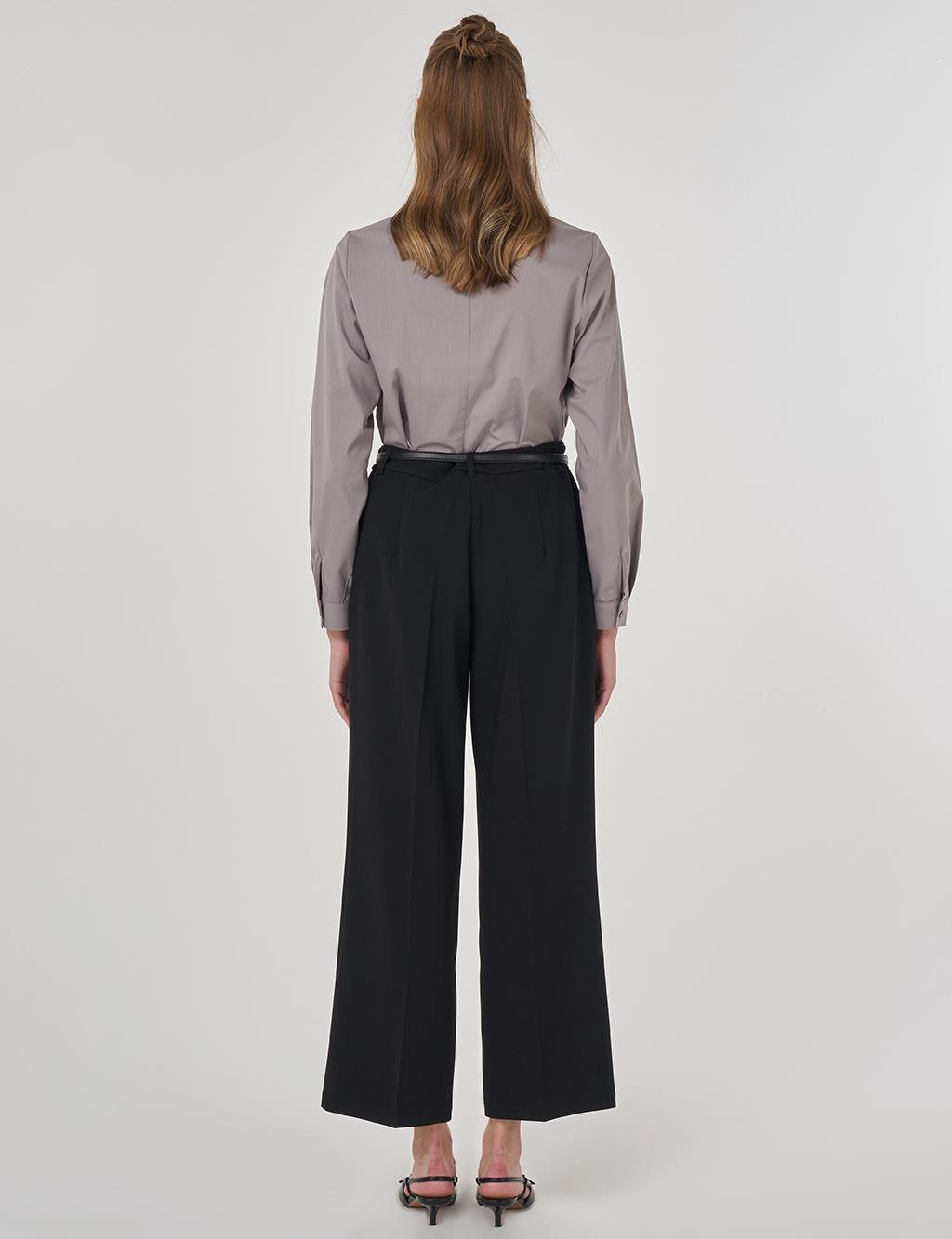 Cep Detaylı Kumaş Pantolon Siyah