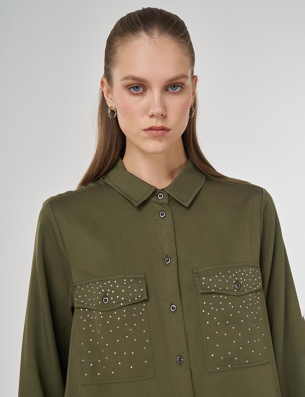 100% Lyocell Double-Pocket Tunic Khaki