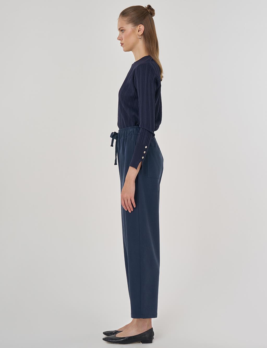 Relaxed-Fit Lyocell Pants Navy