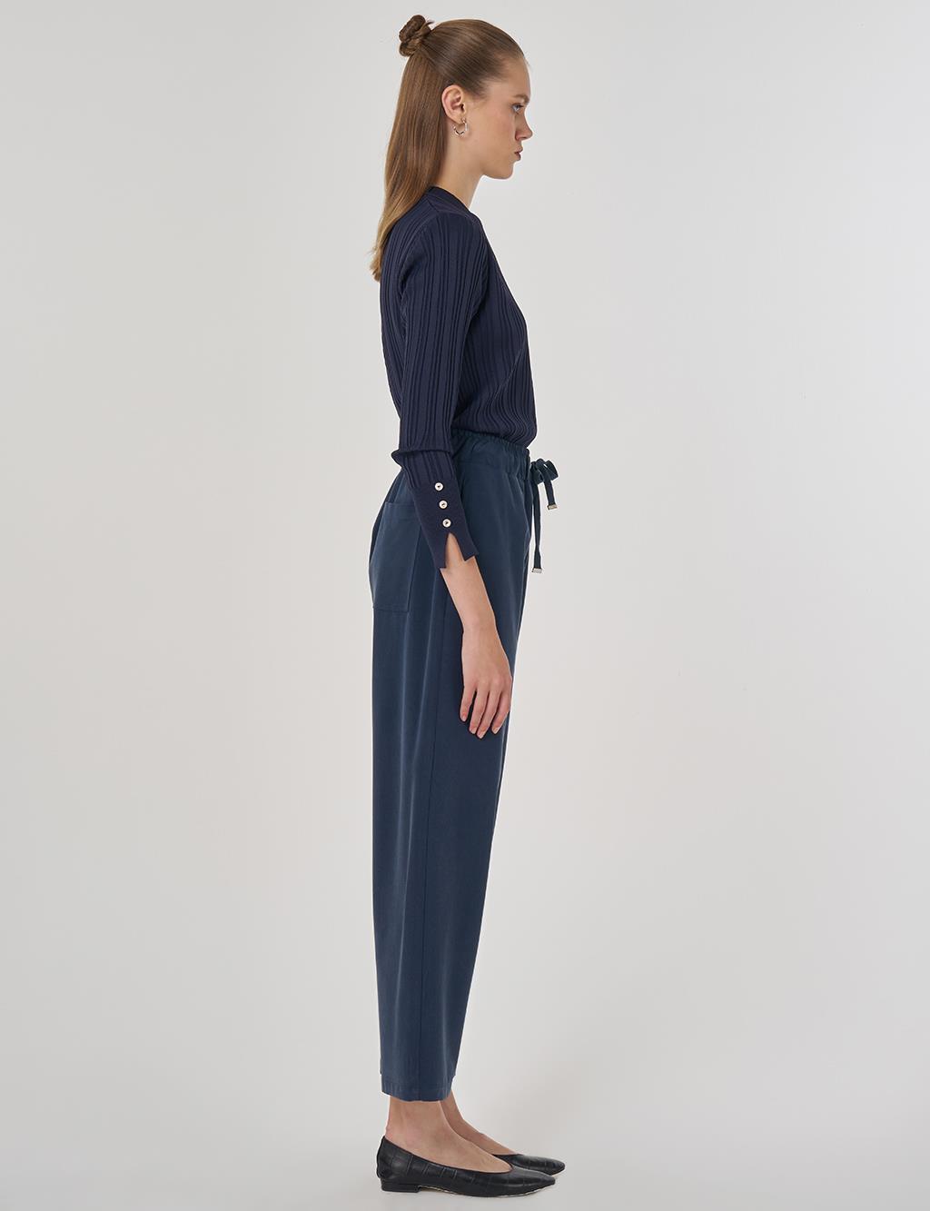 Relaxed-Fit Lyocell Pants Navy