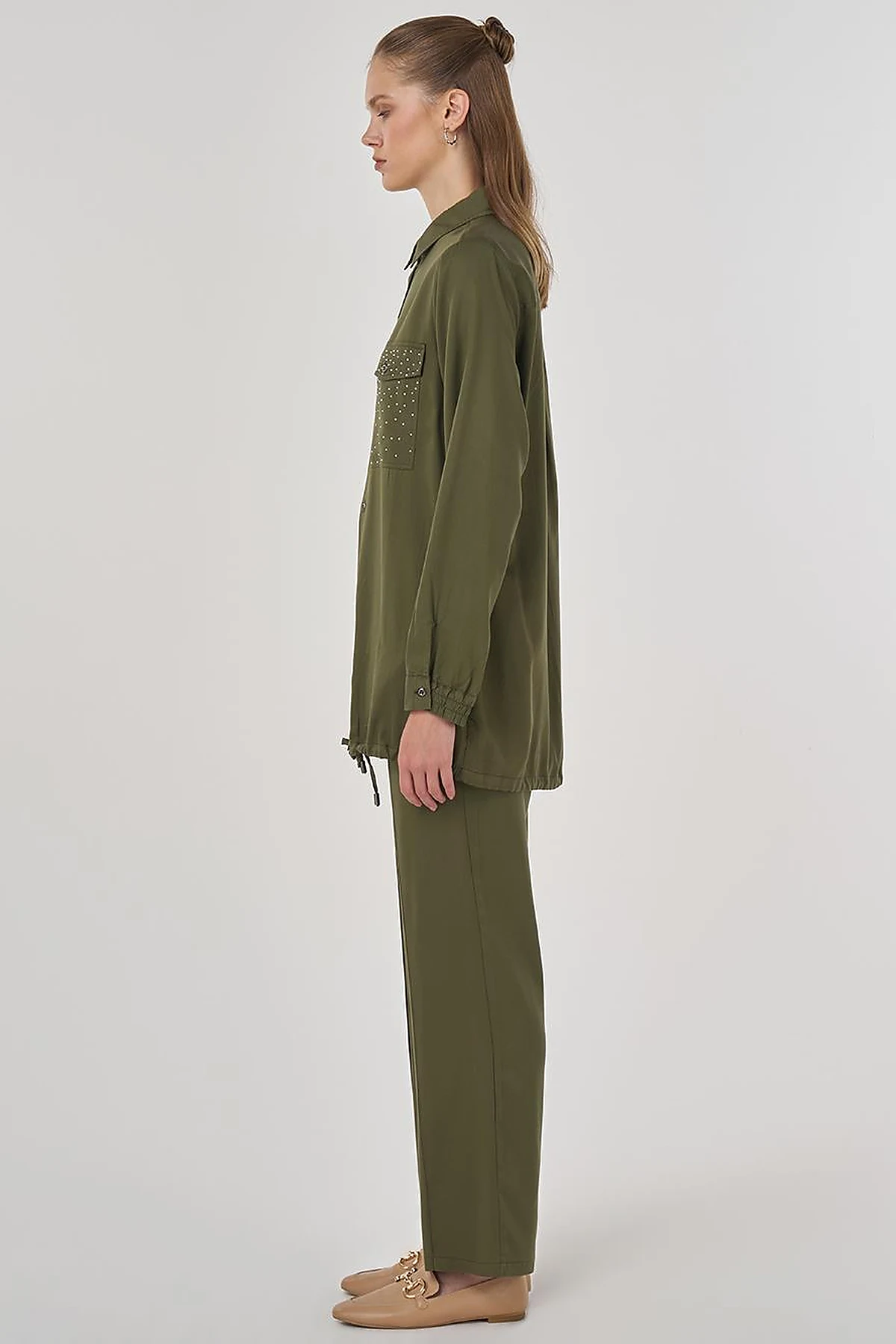 100% Lyocell Double-Pocket Tunic Khaki