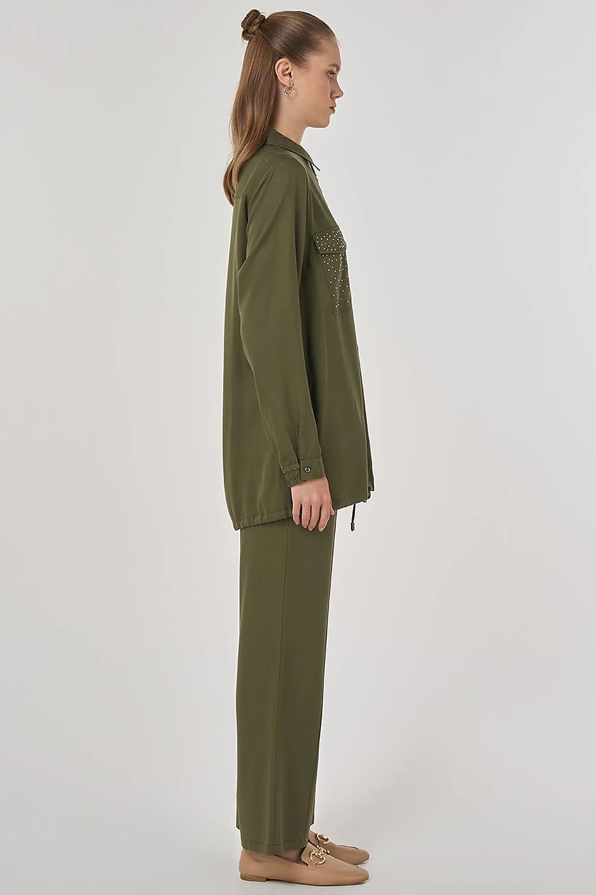 100% Lyocell Double-Pocket Tunic Khaki