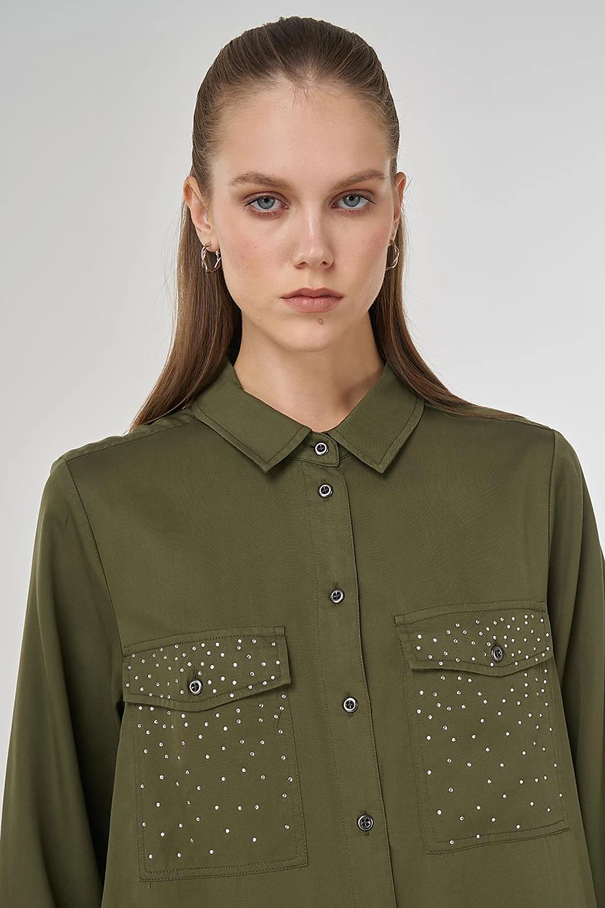 100% Lyocell Double-Pocket Tunic Khaki