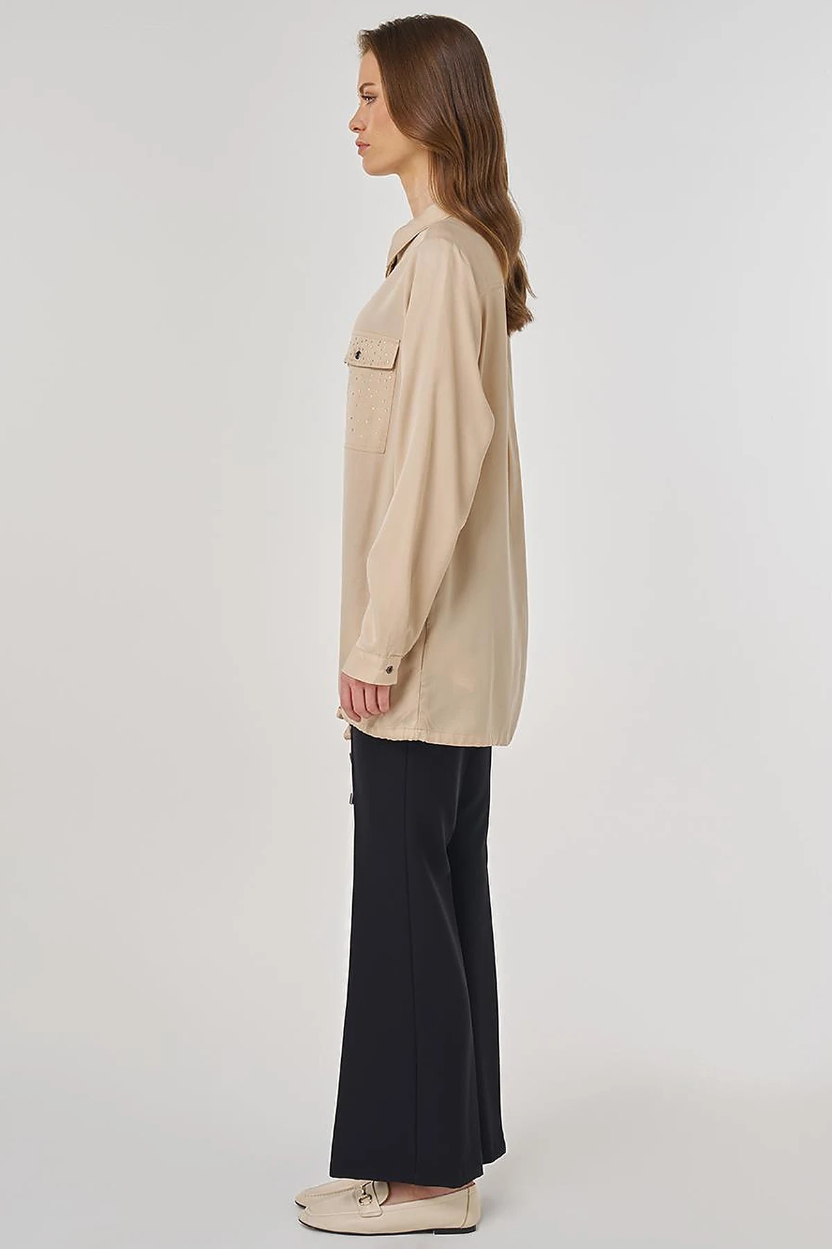 100% Lyocell Double-Pocket Tunic Cream