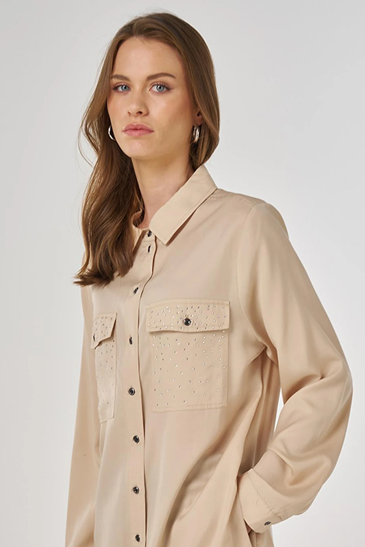 100% Lyocell Double-Pocket Tunic Cream