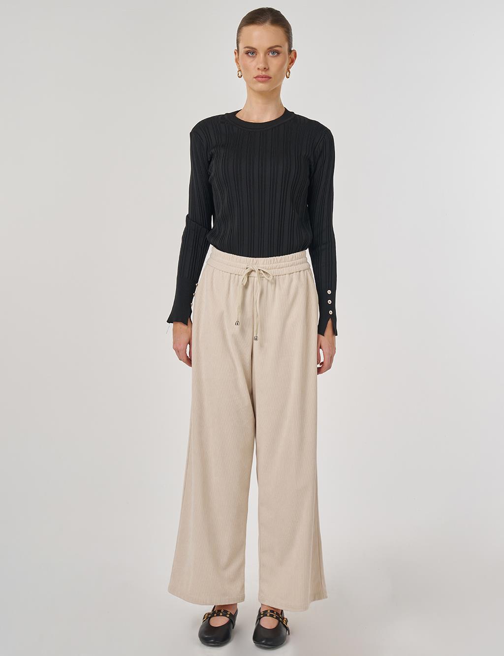 Relaxed-Fit Velvet Pants in Stone