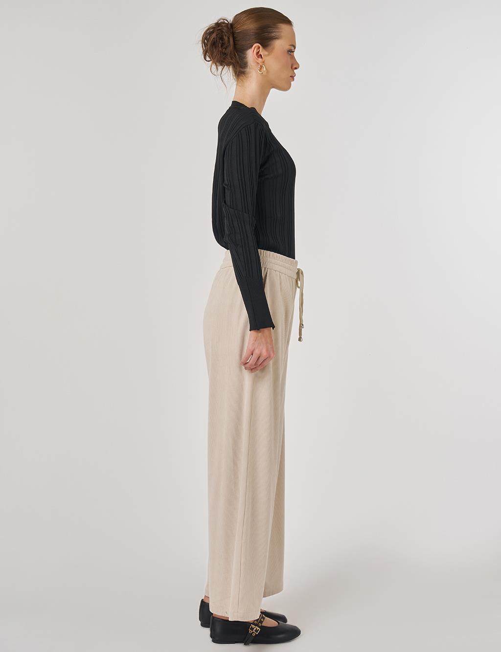 Relaxed-Fit Velvet Pants in Stone