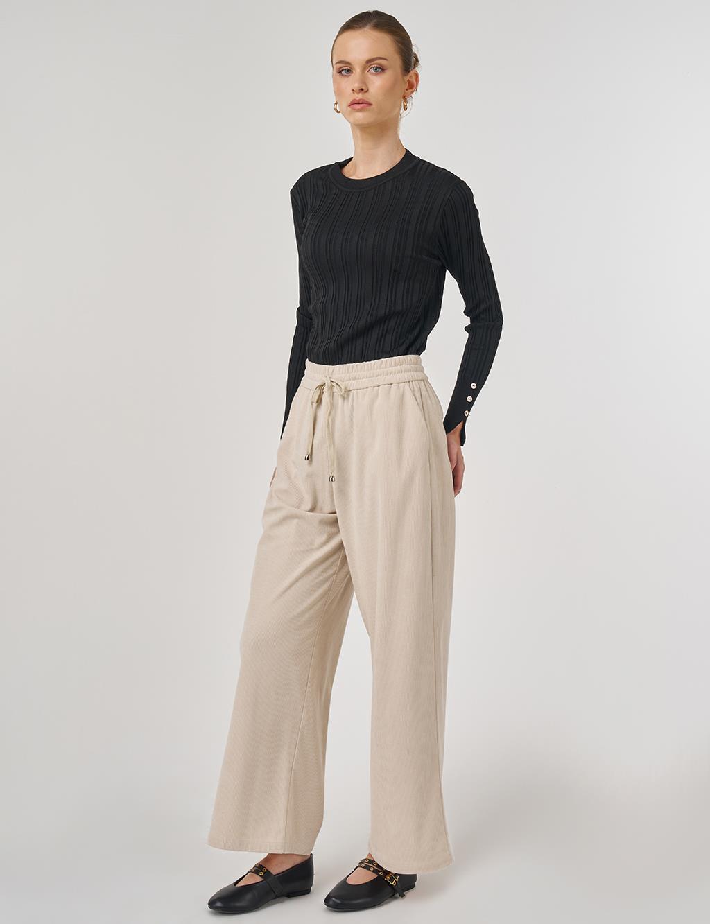 Relaxed-Fit Velvet Pants in Stone