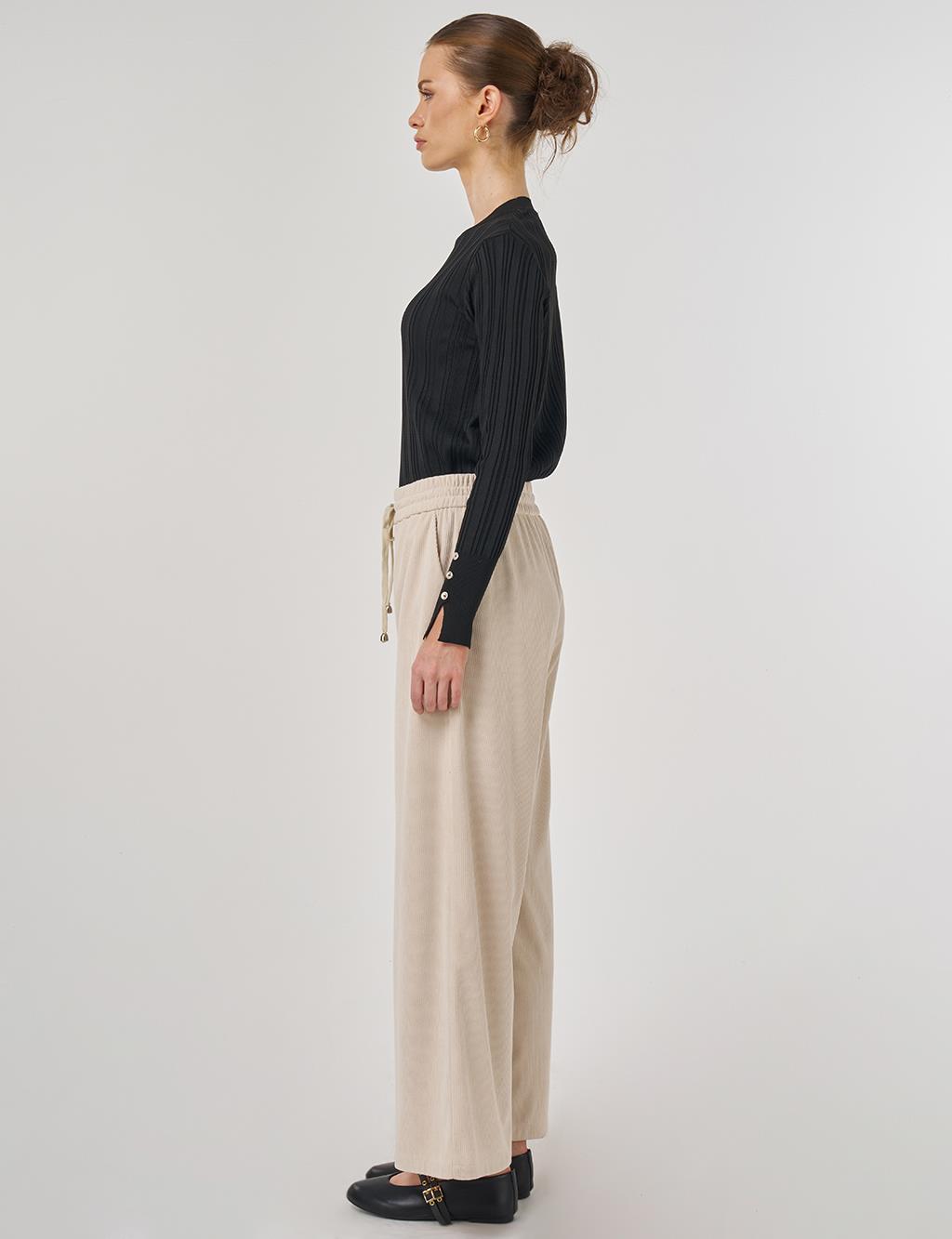 Relaxed-Fit Velvet Pants in Stone