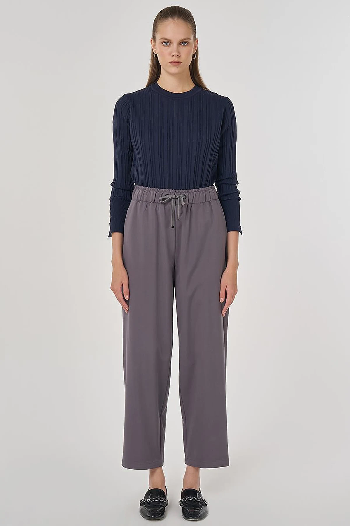 Relaxed-Fit Lyocell Pants Anthracite