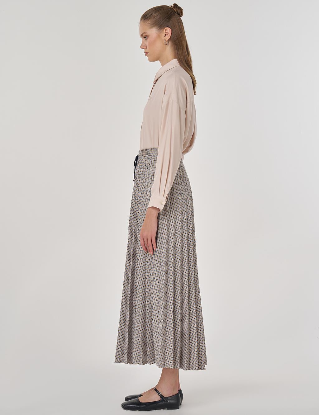 Plaid Pleated Skirt in Blue