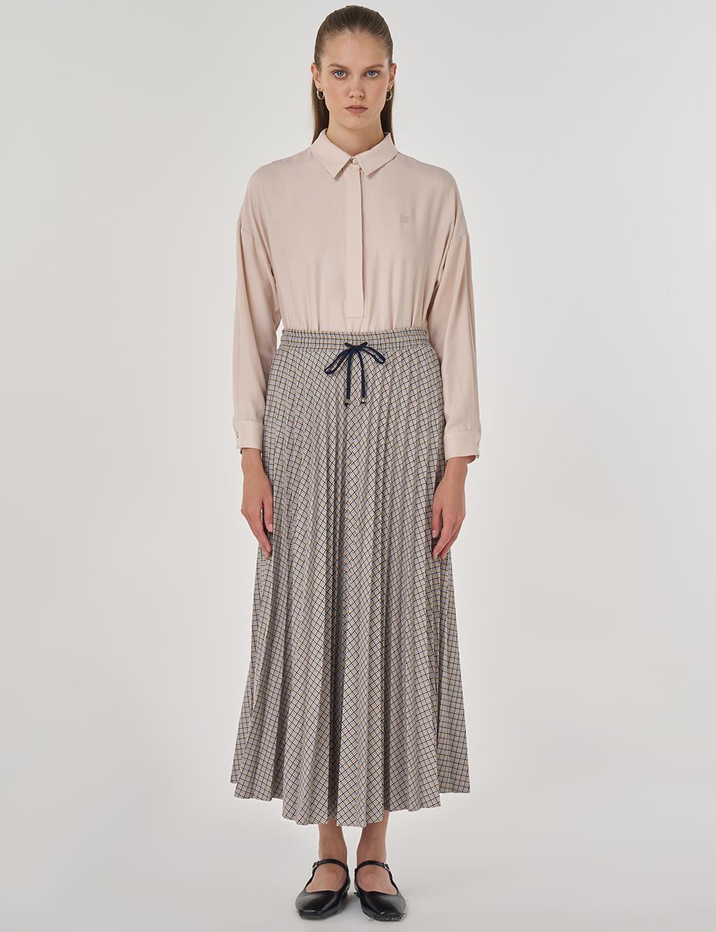 Plaid Pleated Skirt in Blue