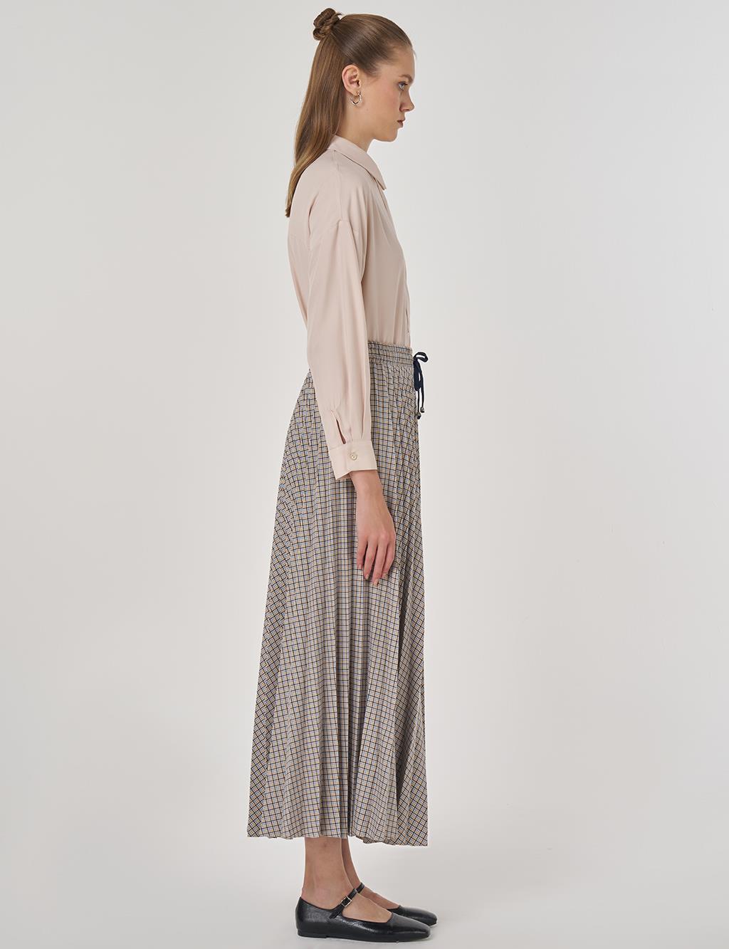 Plaid Pleated Skirt in Blue