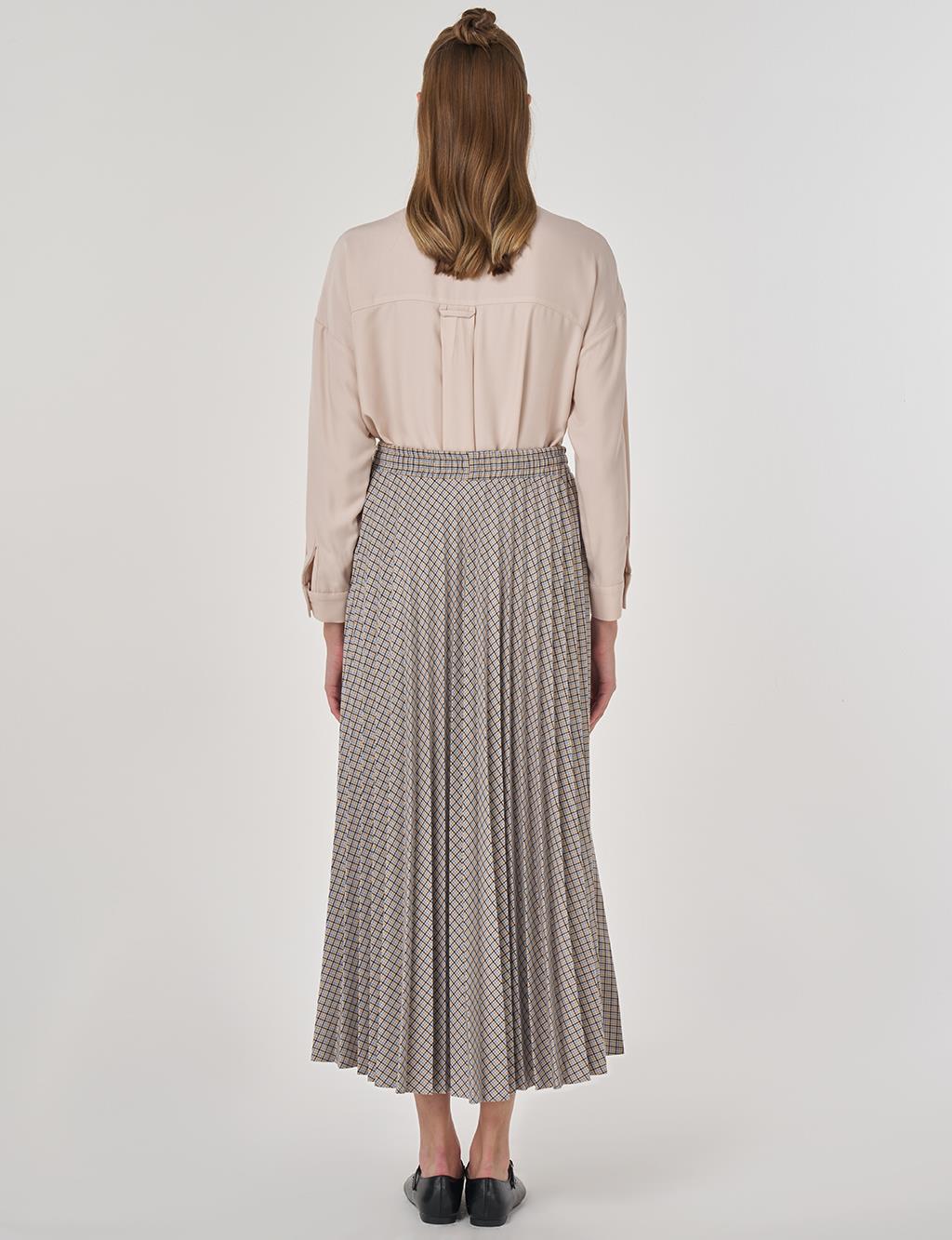 Plaid Pleated Skirt in Blue