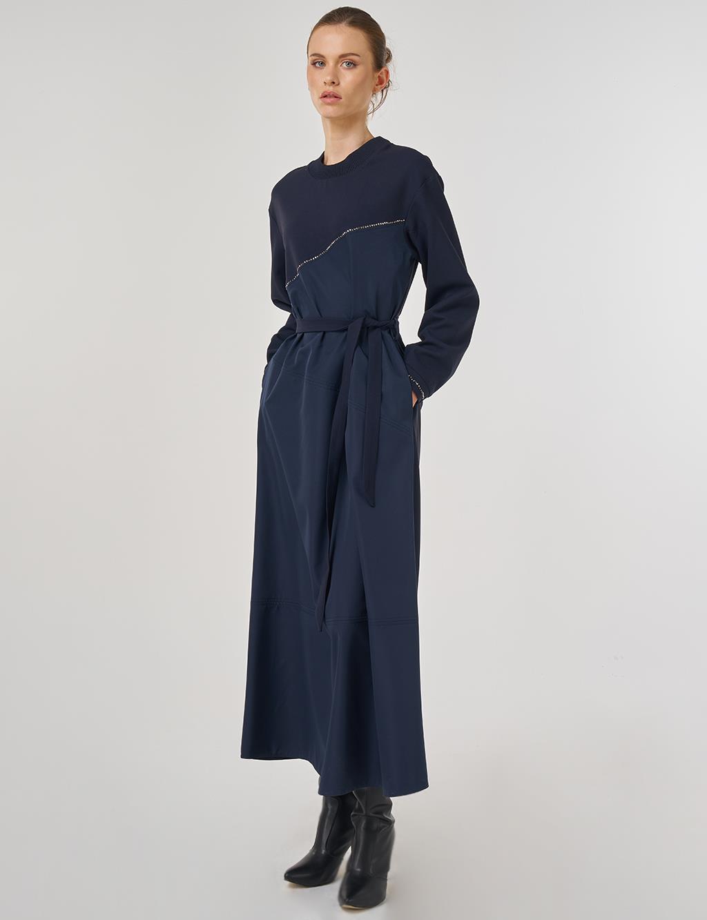 Stitched Maxi Dress in Dark Navy