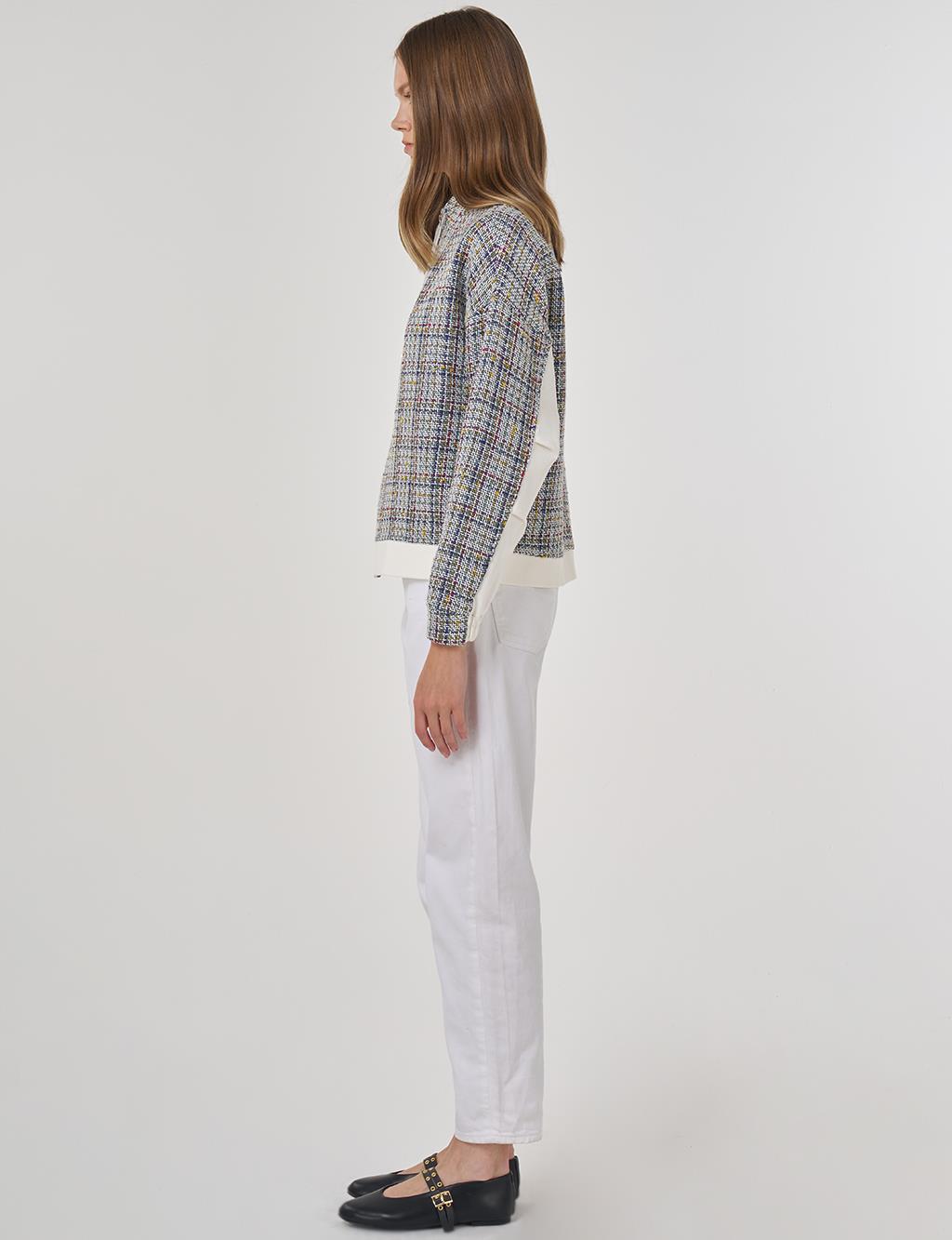 Dik Yaka Sweatshirt İndigo