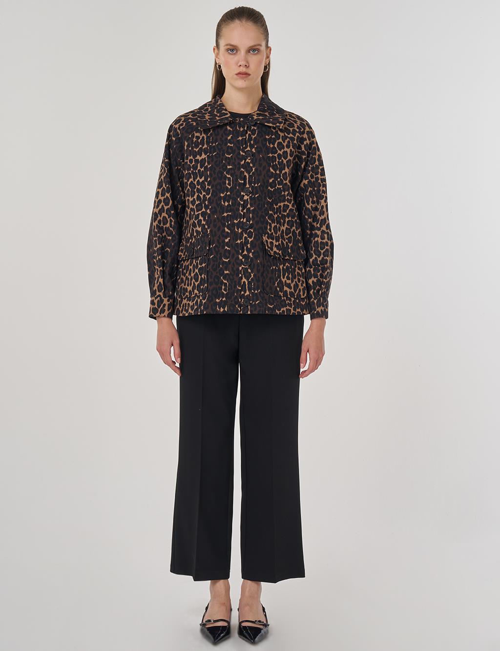 Leopard Print Jacket in Dark Brown