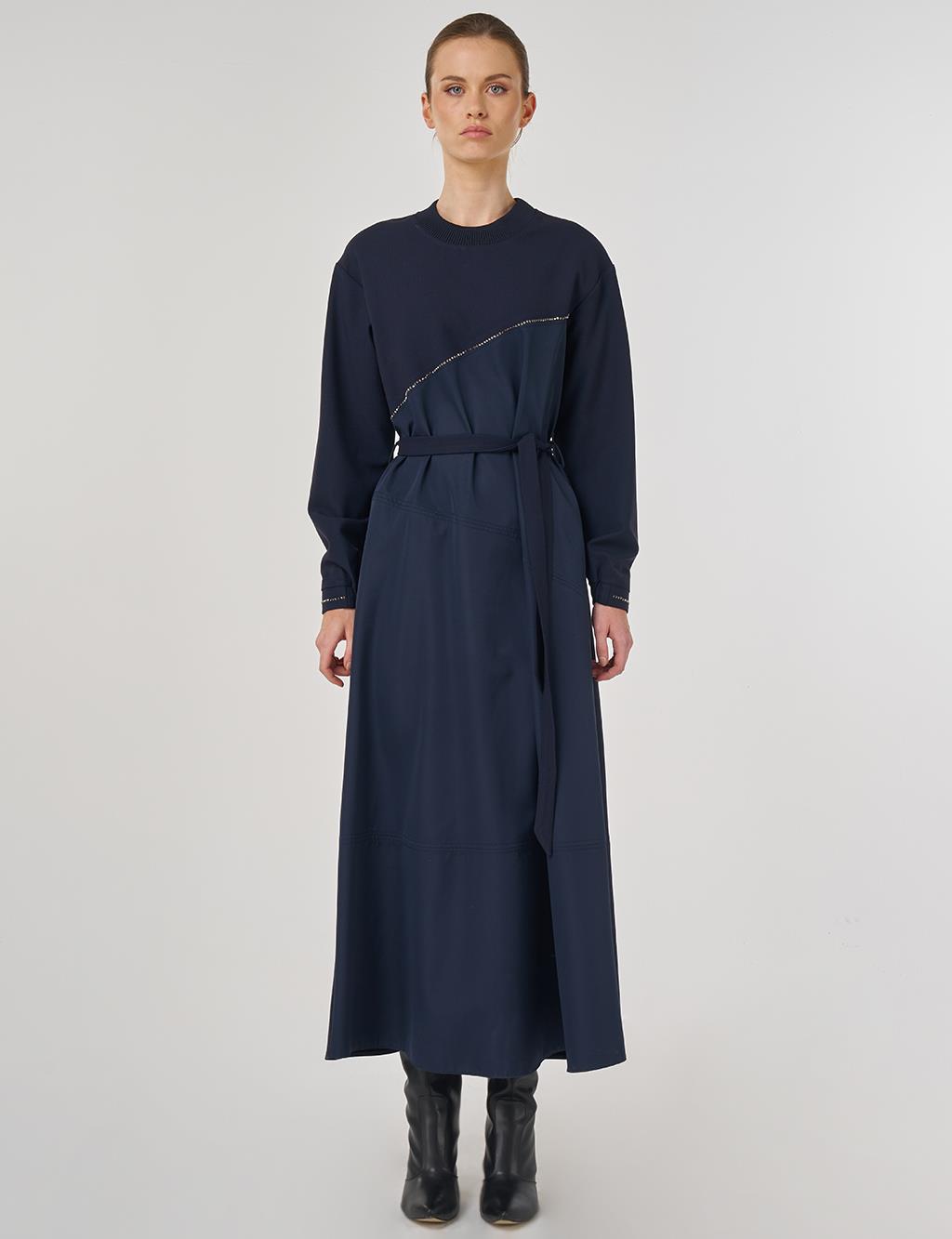 Stitched Maxi Dress in Dark Navy