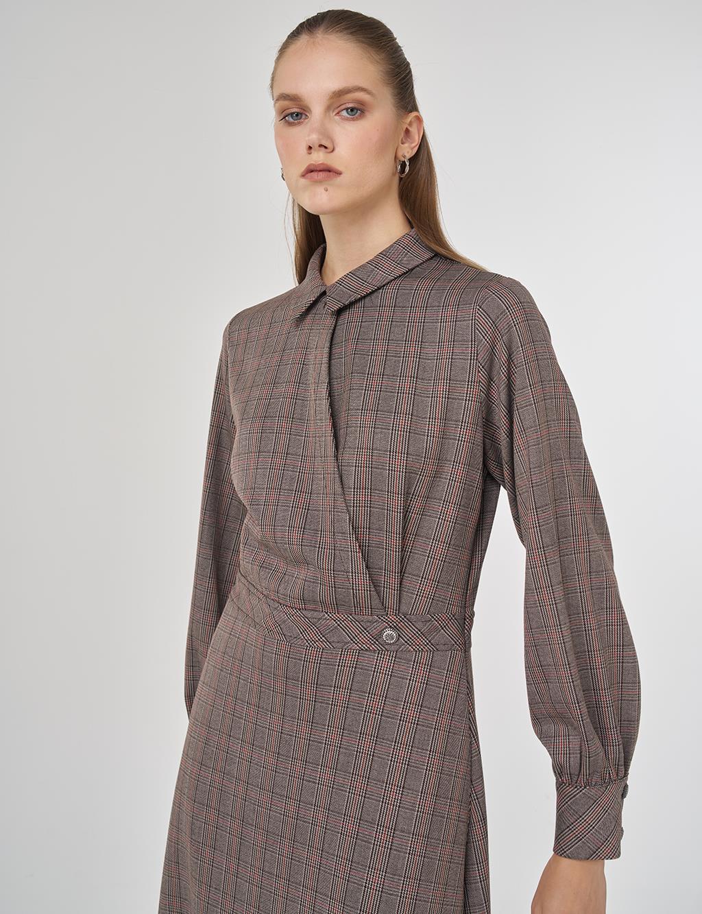 Plaid Maxi Dress in Dark Brown