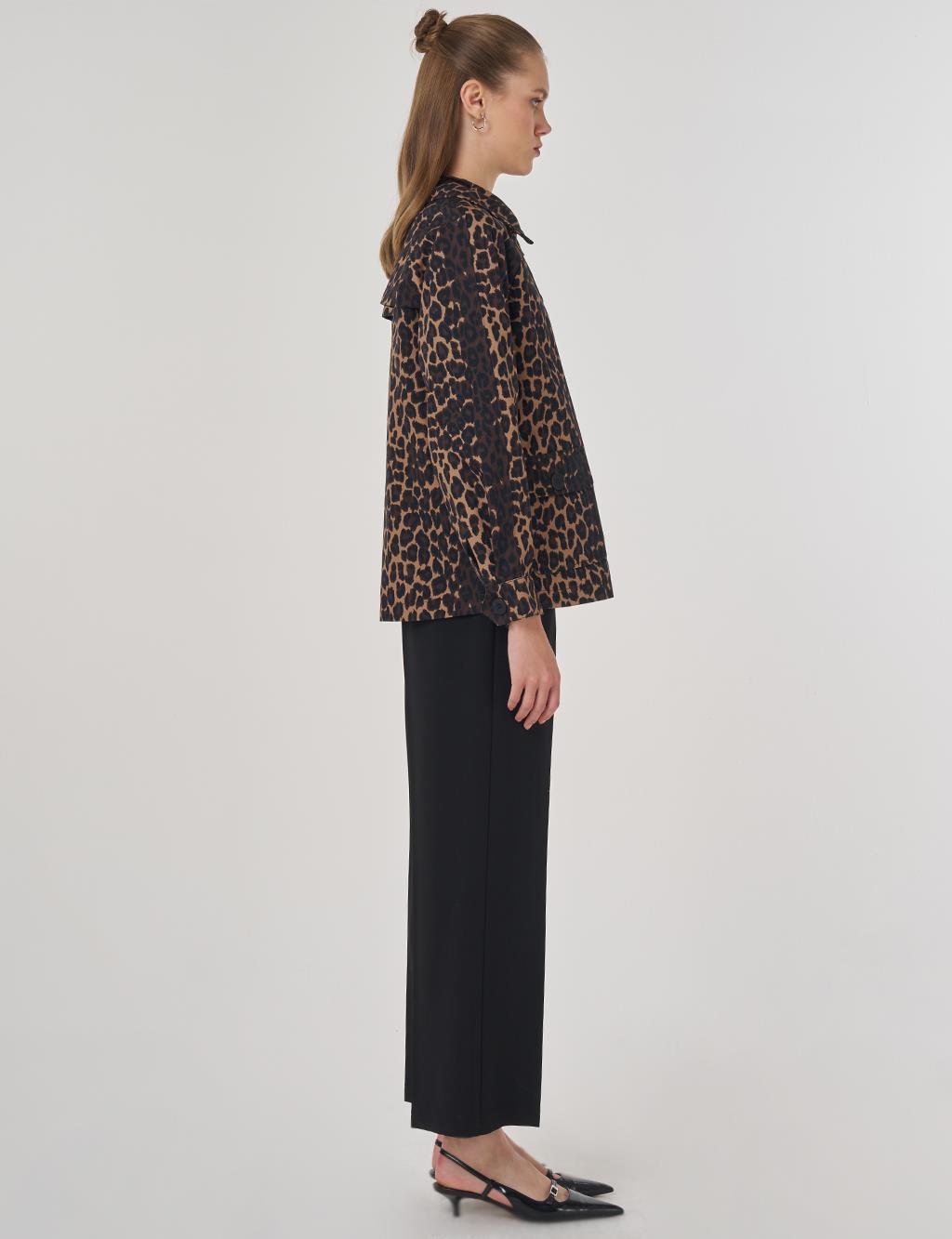 Leopard Print Jacket in Dark Brown