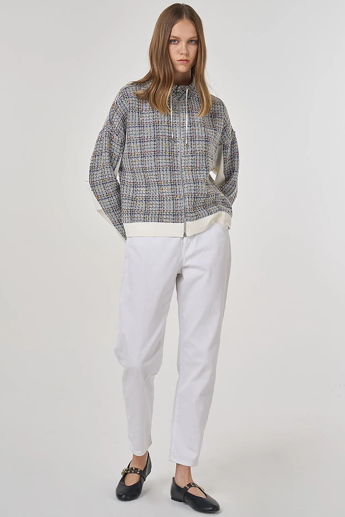 Stand-Up Collar Sweatshirt in Indigo