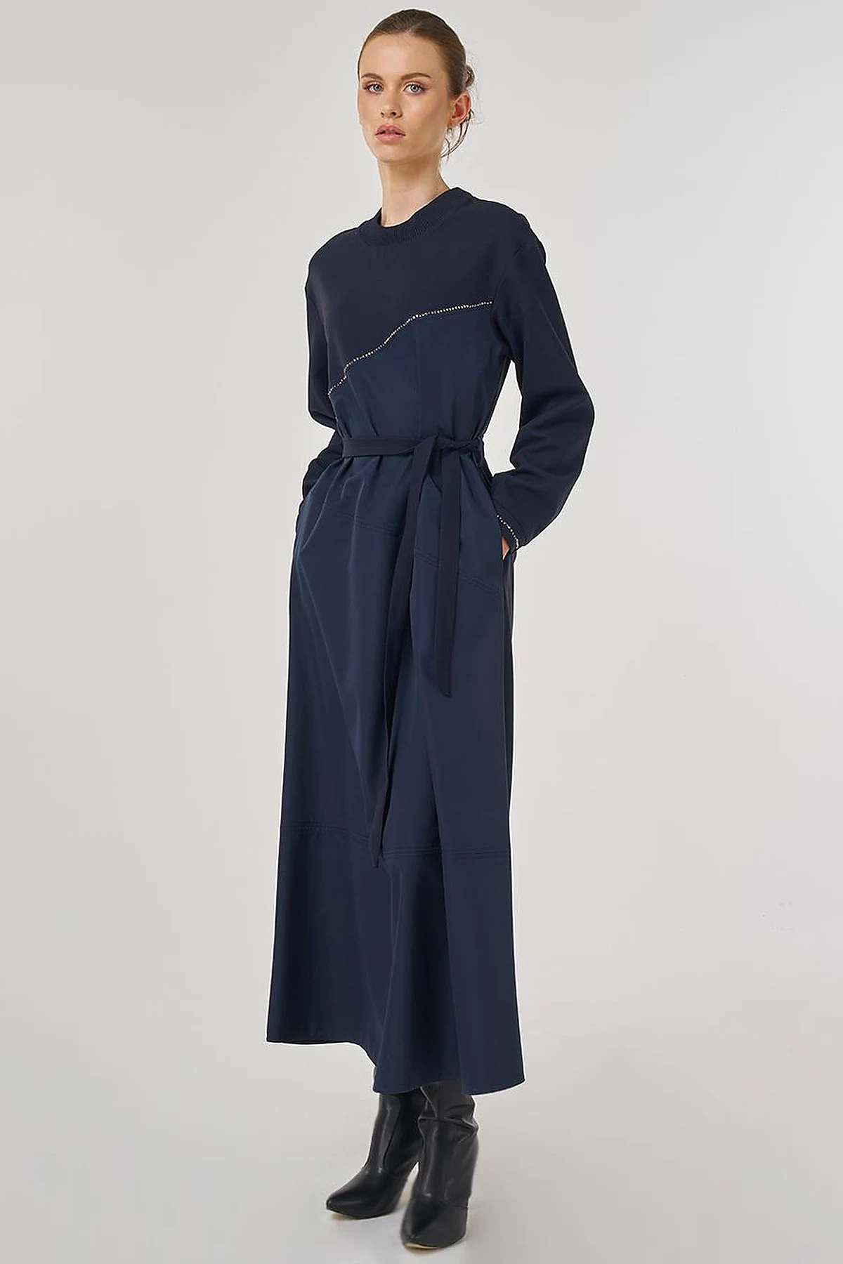 Stitched Maxi Dress in Dark Navy
